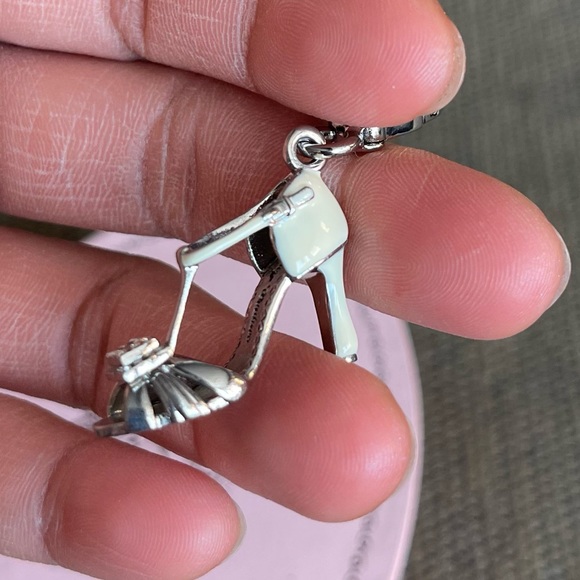 Retired Juicy Couture High Heel Peep Toe Shoe White Enamel Charm Bracelet EUC - Picture 7 of 9